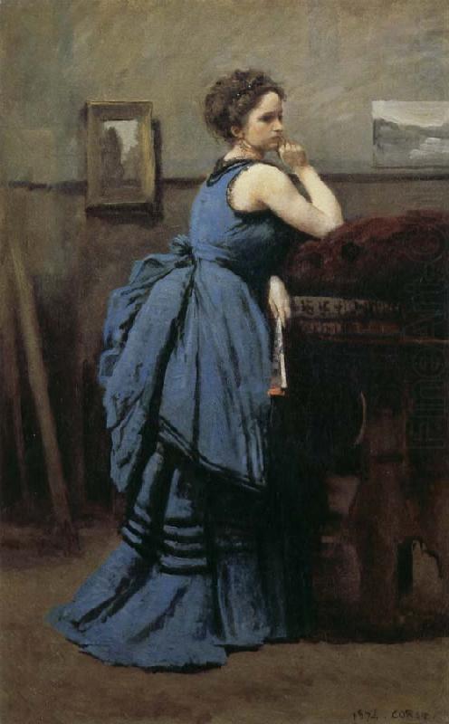 Jean-Baptiste Corot Blue skirt woman china oil painting image